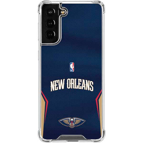 NBA New Orleans Pelicans Jersey Galaxy S21 FE Clear Case